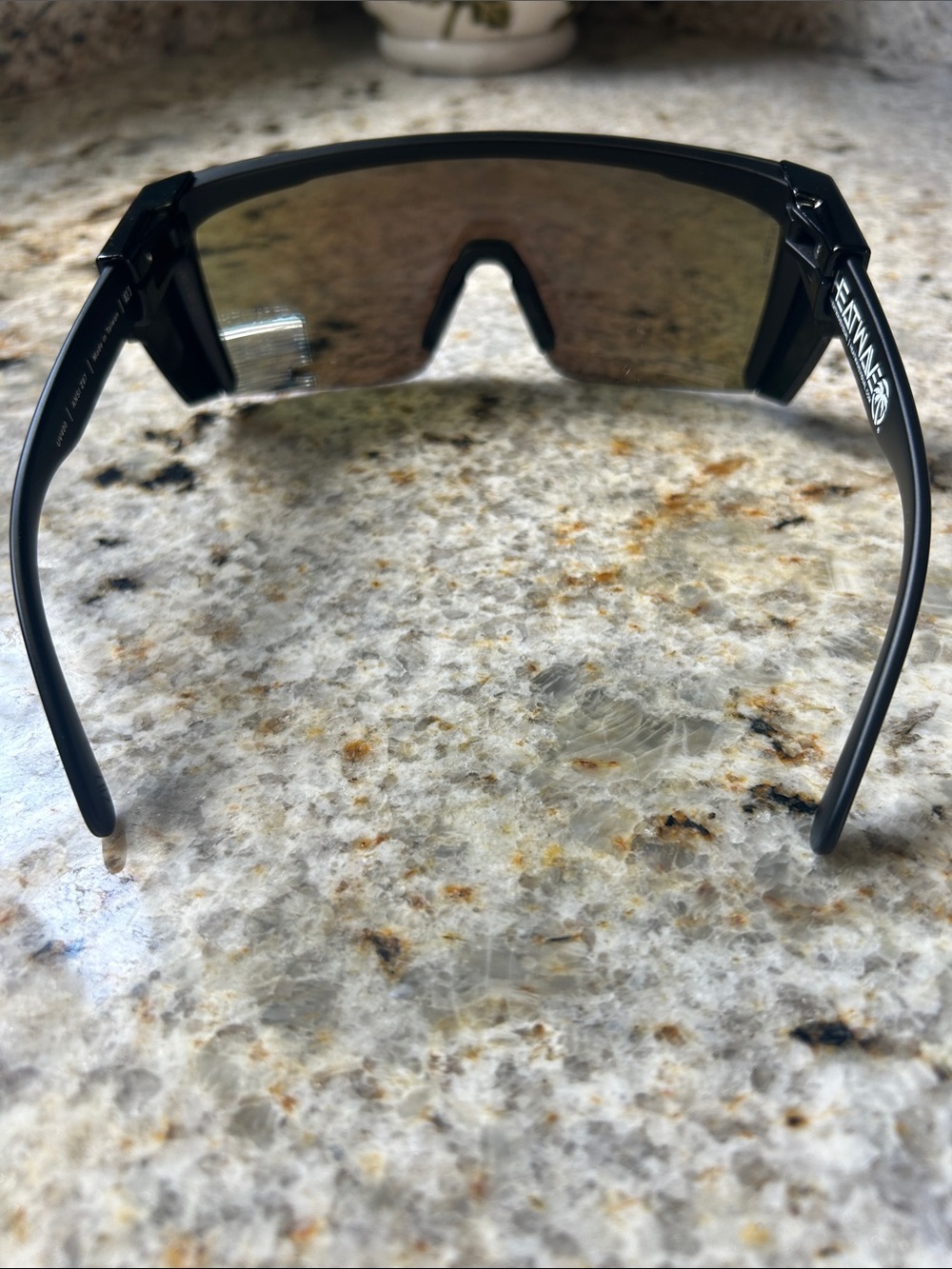 Men's Shield Sunglasses - Blue Mirrored Lens - Picture 2 of 7